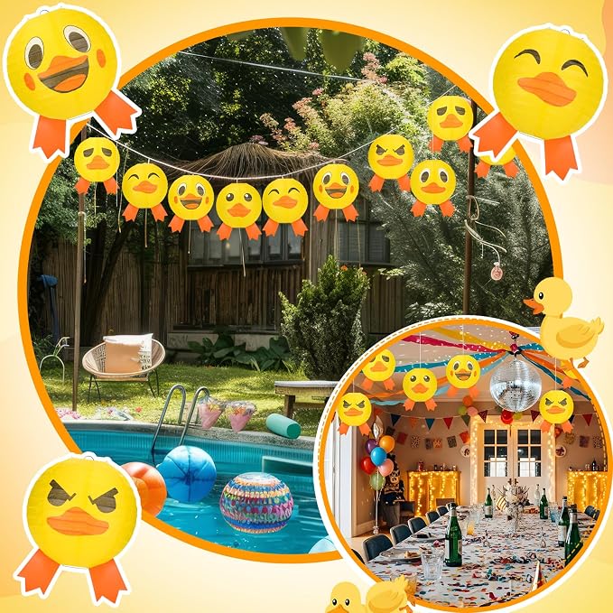 Panelee 12 Pcs Rubber Duck Party Decorations Paper Lanterns 8 Inch Hanging - Image 6