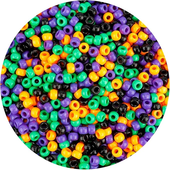 1100 Pcs Halloween Pony Beads for Bracelets Jewelry Making, Plastic Hair Beads by anpiwshjo