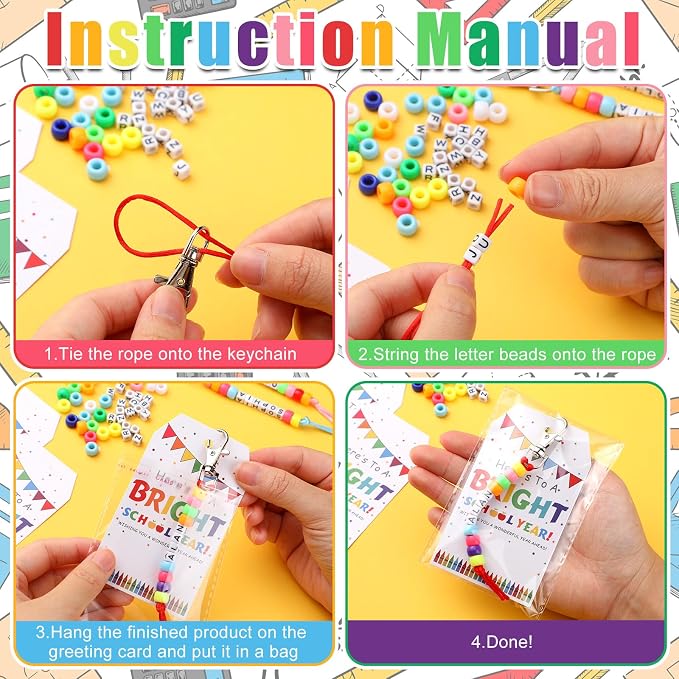Suncalla 984 Pcs 24 Set Back to School Keychain Making Kit DIY Bead Craft | - Image 3