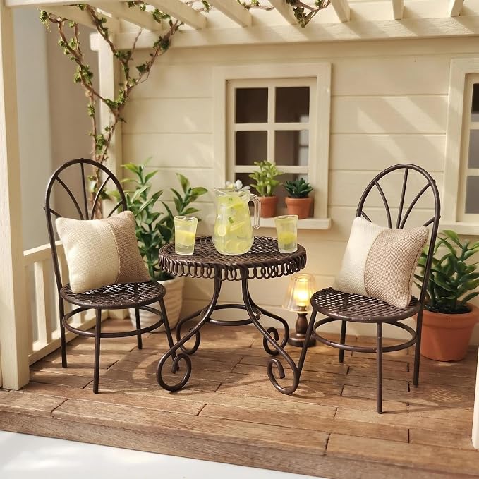 6 PCS Dollhouse Miniature Bistro Table & Chairs Set - Image 5