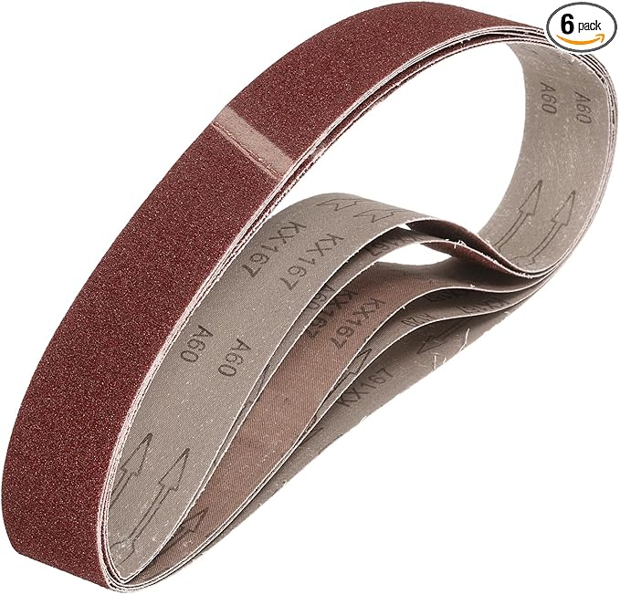 HARFINGTON 2 x 36 Inch Sanding Belts, 6 Pcs 60 Grits Aluminum Oxide Abrasive Belt Sander File Belt for Woodworking, Metal Polishing, Knife Sharpener