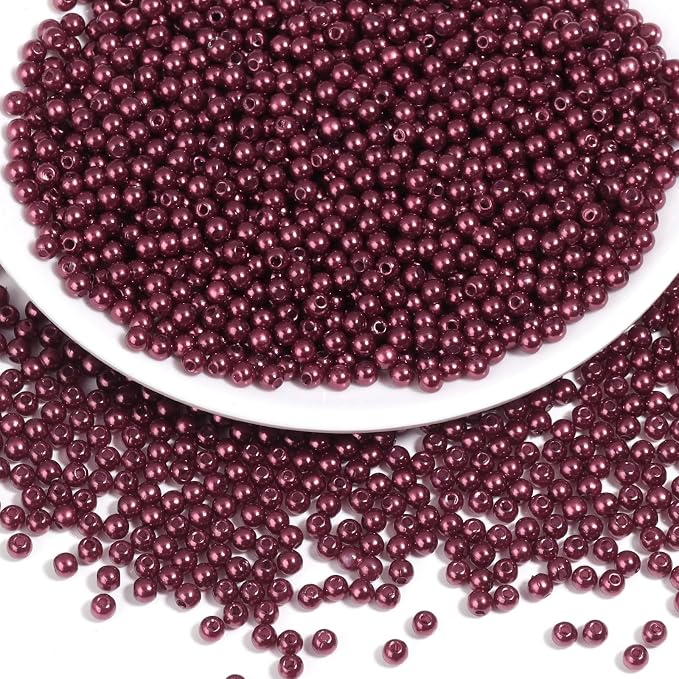 2500pcs Wine Red 4mm Pearl Beads by chuyau