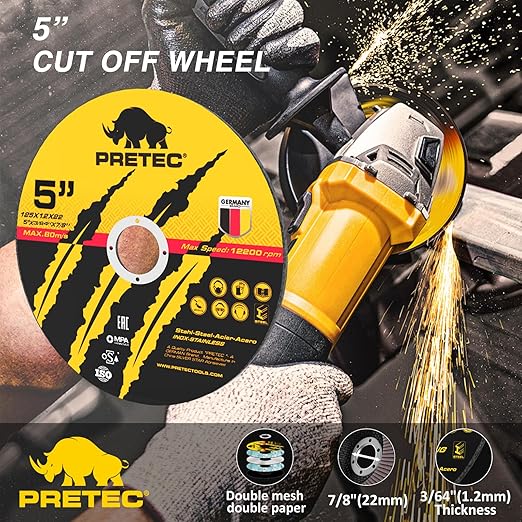 Grinding Cutting Wheels 5 inch Set - PRETEC 5" 20 Cut Off Wheels, 3 Grinding Wheels, and 3 Flap Discs for Angle Grinder Cutting and Grinding 5"x 1/24" x 7/8", 20+3+3 PCS, Brown