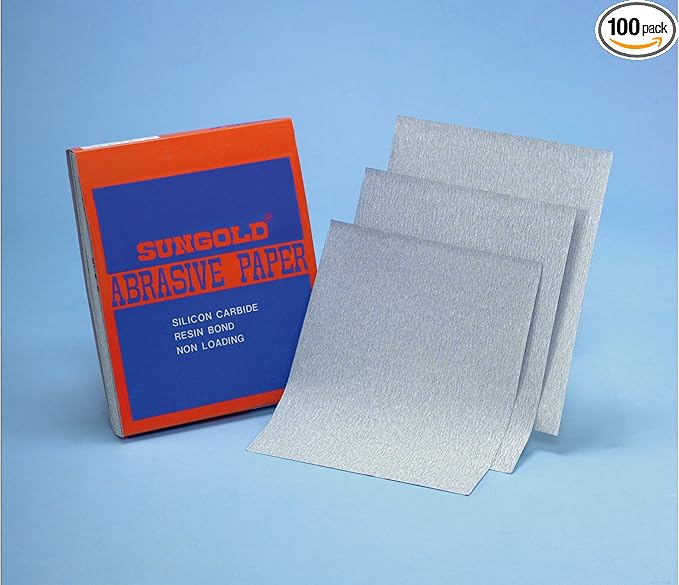 Sungold Abrasives 14270 180 Grit 9" X 11" Sanding Sheets Non-Loading Stearated Silicon Carbide, 100 Sheets/Sleeve