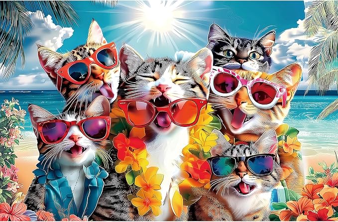 MINIWAN 500 Piece Summer Cat Beach Jigsaw Puzzle - Image 2