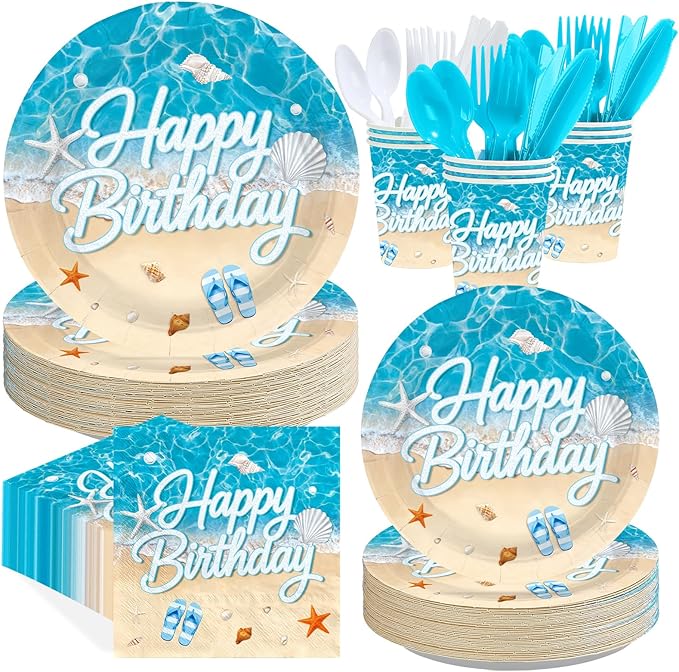168Pcs Beach Birthday Decorations by Greencian