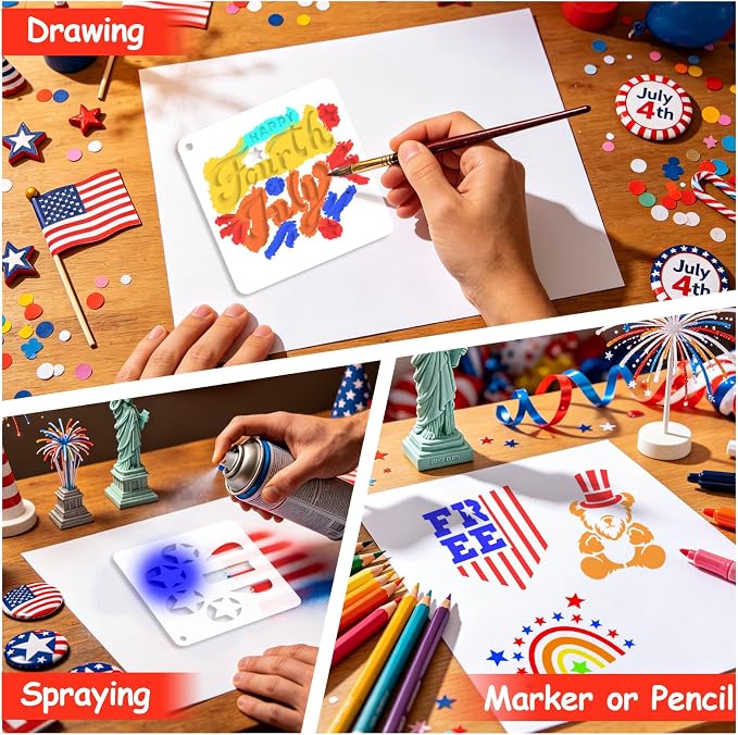 72 PCS 3x3 Inch Independence Day Stencils - Image 9