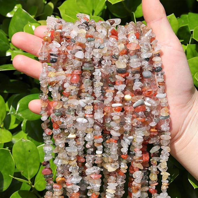 200 Pcs Crystal Chip Beads for Jewelry Making 5-8mm Rutilated Quartz | Natural - Image 2