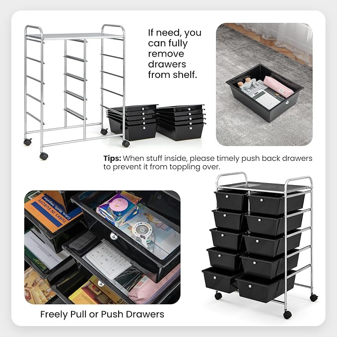 BECOMFORT 10-Drawer Rolling Cart - Image 4