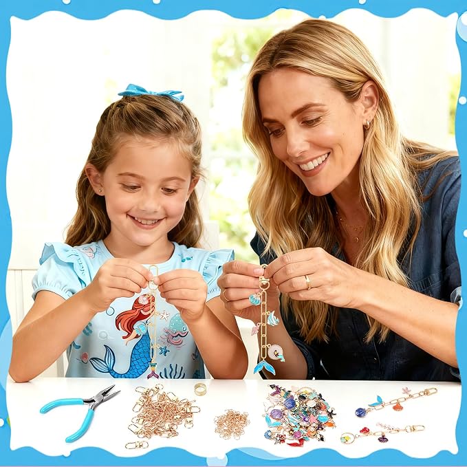 AUGSUN 189Pcs Ocean Keychain Making Kit Summer Beach DIY Keychain Craft | Under - Image 4