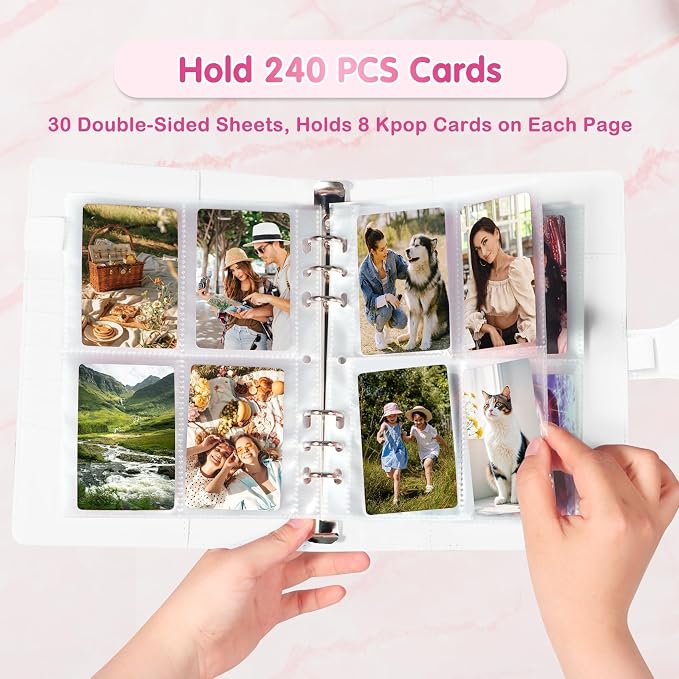 A5 Kpop Photocard Binder with 30 Pack 4-Pocket Card Pages, 6 Ring A5 Binder - Image 2