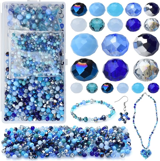 4/6/8mm Crystal Glass Beads, 3 Sizes Total 1000pcs Faceted Briolette Rondelle - Image 2