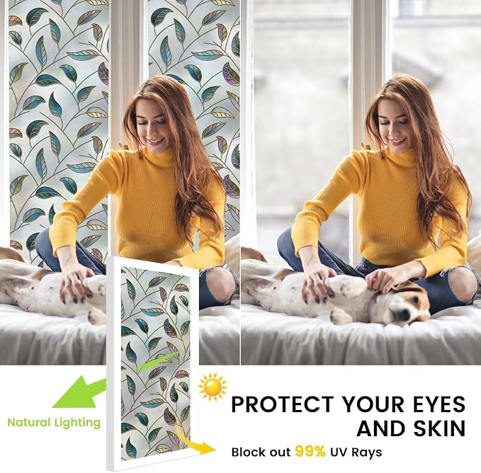 DKTIE Window Privacy Film Frosted Glass Static Cling UV Sun Blocking Heat - Image 3