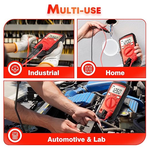 DIYSELF Digital Multimeter Tester 4000 Counts, Auto-Ranging Non-Contact Volt Meter for DC/AC Voltage, Capacitance, Resistance, Continuity, Multi Meter Electrical Tester with Test Leads