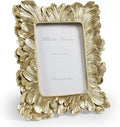 Cuspin 3.5x5 Picture Frame Small Gold Frames, Vintage Gold Palm Leaves Textured by Cuspin