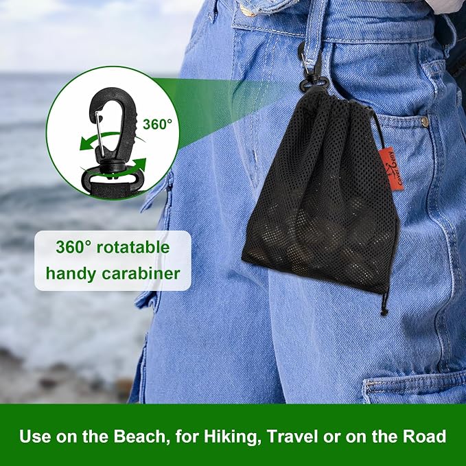 Mesh Foraging Bags with Clip, 4 Pack Drawstring & Toggle Closure Foraging Pouch - Image 4