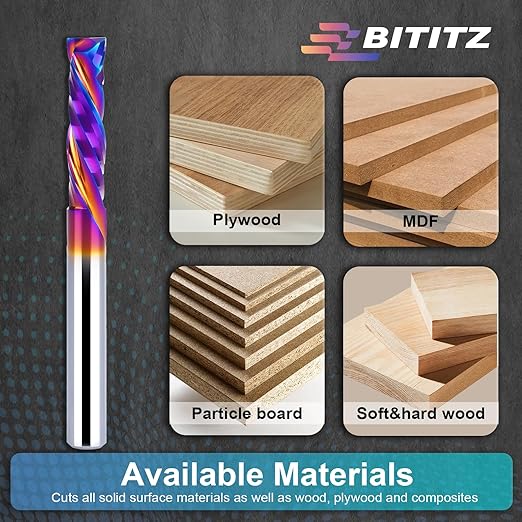 Up & Down Cut Spiral Router Bit 1/4 Inch Shank 1/4 Inch Cutting Diameter, Coating CNC Router Bits End Mill for Wood Cutting, Slot Mortise, Engraving