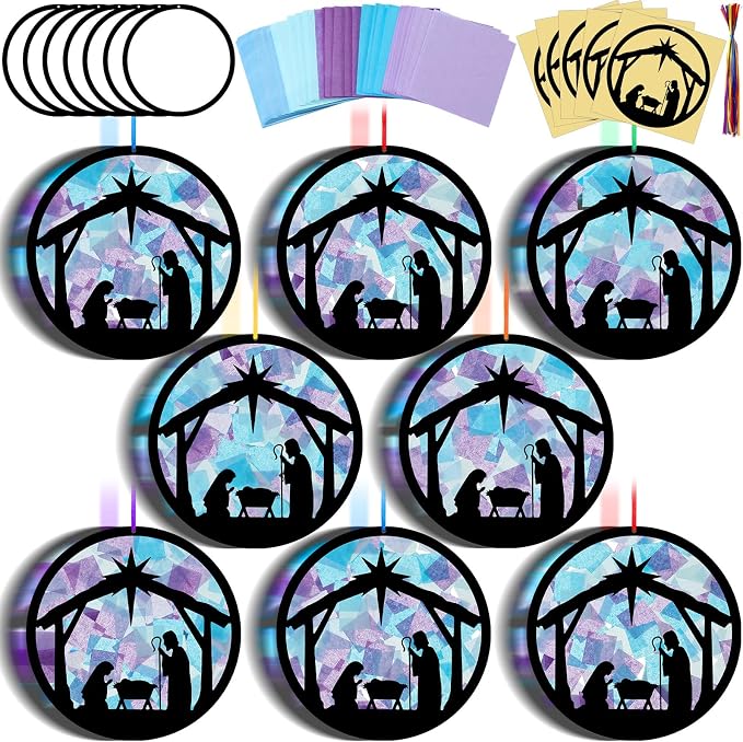 Eersida 32 Sets Christmas Nativity Suncatchers Craft Kit DIY Christianity by Eersida