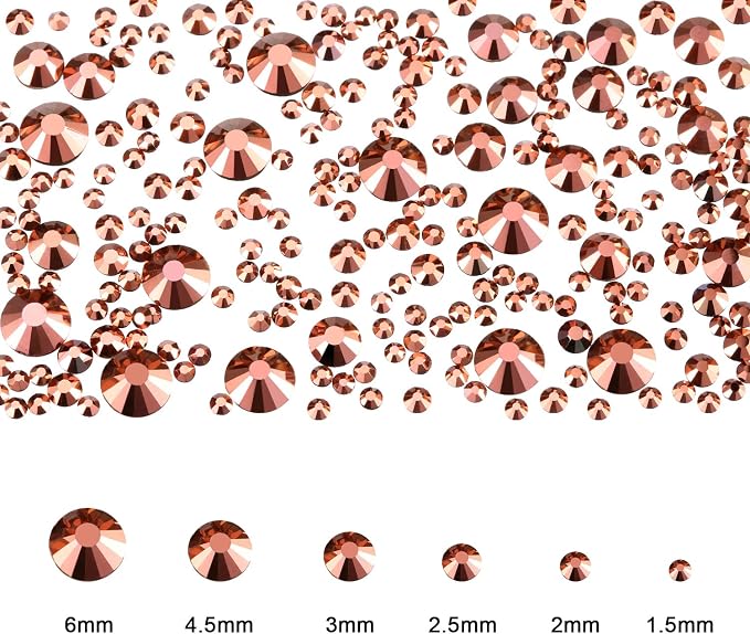 TecUnite 2000 Pieces Rose Gold Round Crystal Rhinestones - Image 2