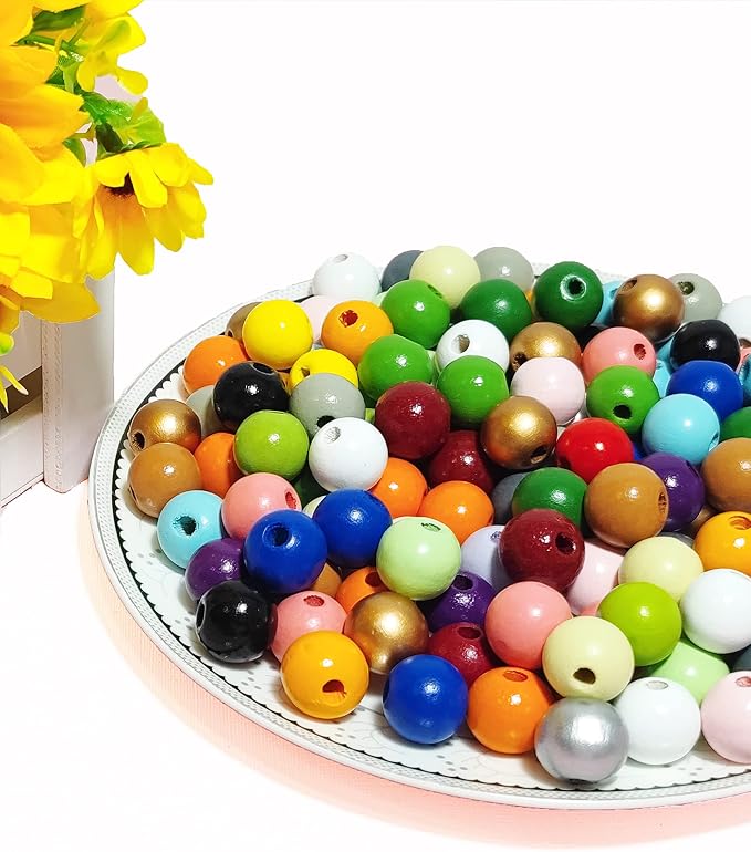 230PCS 16mm Colorful Round Wooden Beads - Image 6