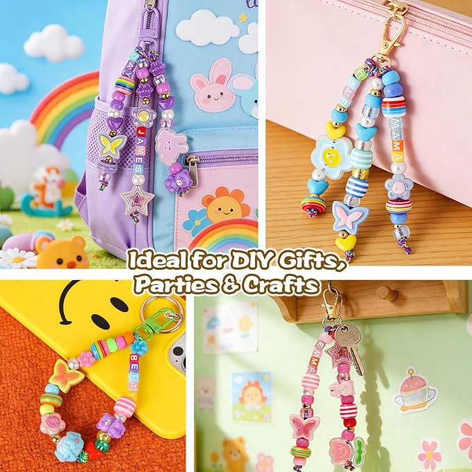 Ecoofor 633 PCS Beaded Keychain Making Kit, Acrylic Alphabet Letter Beads - Image 7