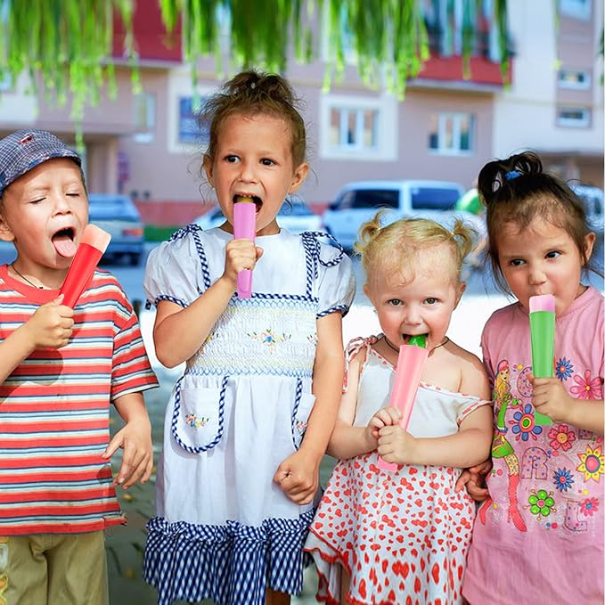 6Pcs Silicone Popsicle Molds w/Lids, Reusable Ice Pop Tubes - Image 6