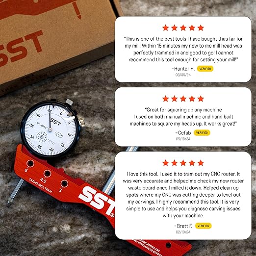 SST - Mini Mill & Lathe Tramming System - Tram, Align, & Square for Machine Calibration - For Angular Misalignment - Precise & Powerful - 0.001” Dial Indicators - Designed in the USA