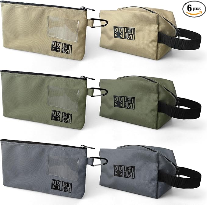 LIGHT DUST Tool Bags with Zipper, 6 Pack Combo Size Small Accessory Pouches Backpack Toolbag Organizers, Heavy Duty Hanging Storage Organization for Men Screwdrivers Sockets Wrenches Bits Garage RV