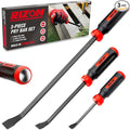 Rizom Pry Bar Set, 3-Piece Pry Bar with Strike Cap Handle, Angled Tip for Prying, Lifting and Pulling Objects
