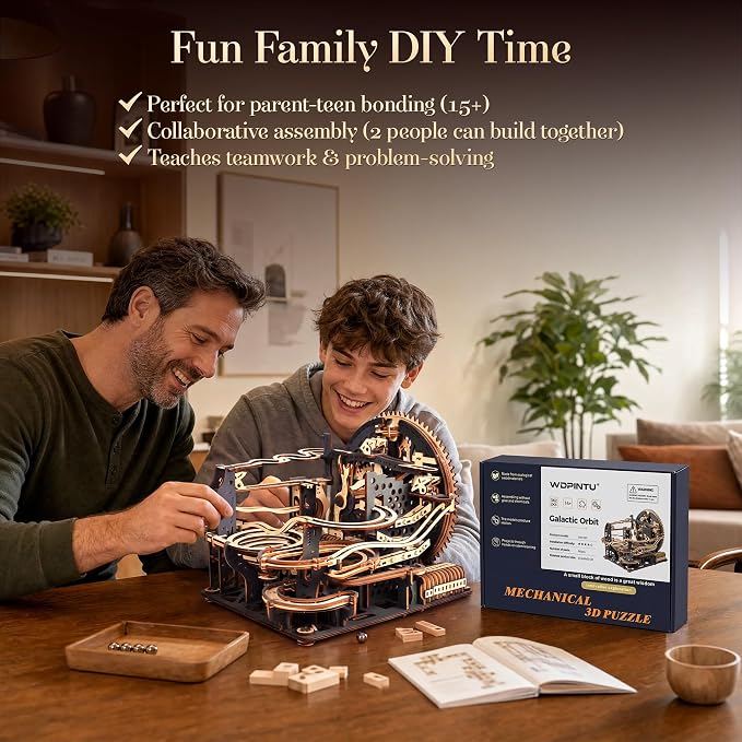 3D Wooden Puzzle for Adults, Marble Run Mechanical Model Kit - Image 8