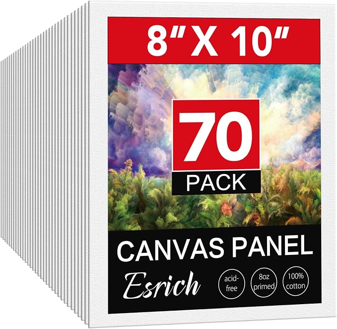 ESRICH 8x10 Canvases for Painting, 70 Pack Canvas Boards for Painting Primed by ESRICH
