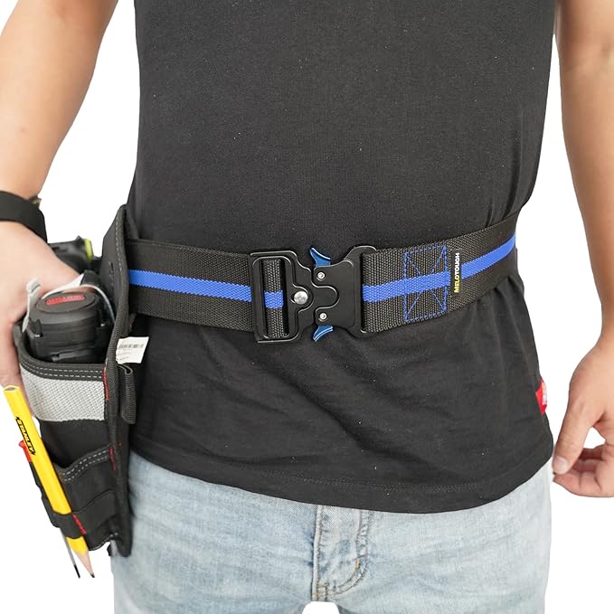 MELOTOUGH 2" Nylon Web Work Tool Belt for Men with Heavy Duty Quick Release Rugged Metal Buckle outdoor men's belt Tool Belts （Blue）