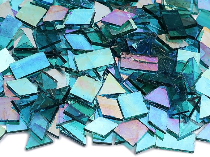 Lanyani Iridescent Mosaic Glass Tiles 200 Pieces Bulk Stained Glass Tile - Image 2