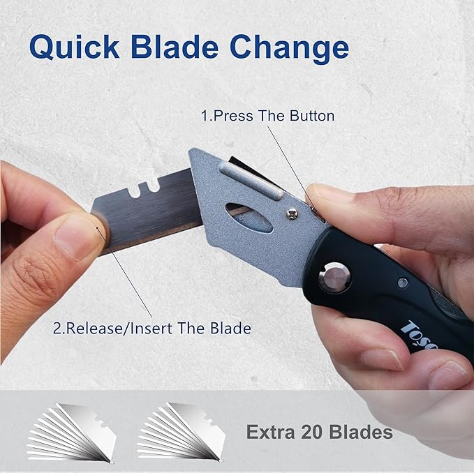 4-Pack Folding Utility Knife Box Cutter with Extra 20 Razor Blades, Elegant Razor Blade Knife Utility Knives Without Clip for Home Office, Box Opener for Cartons Boxes Cardboard Plastic