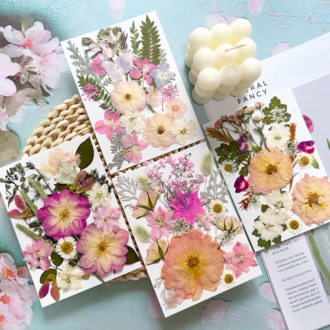 92 Pcs Pink Pressed Dried Flowers - Image 2