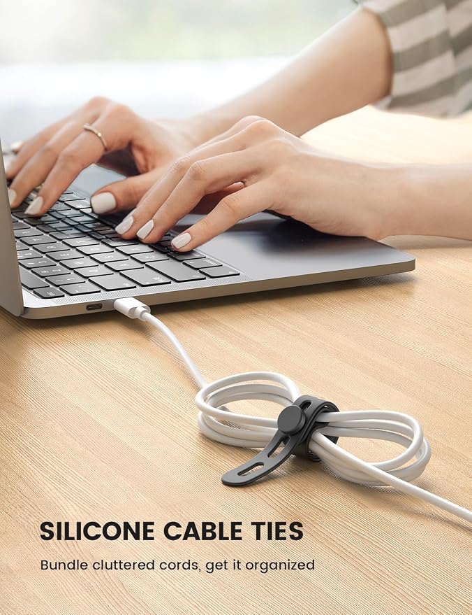 Lamicall 10Pack Reusable Cord Organizer Cable Ties - Image 5