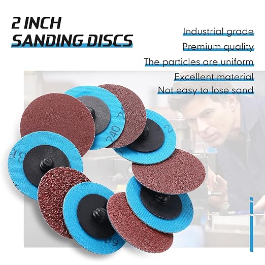 Chumia 250 Pcs Mix Roll Lock Discs Set 36 60 80 120 240 Grit 2 Inch Sanding Discs Die Grinder Accessories Aluminum Oxide Surface Conditioning for Surface Prep Polish Burr Paint Removal(Red)