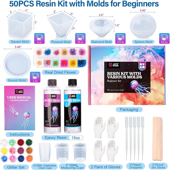 LET'S RESIN 16oz Epoxy Resin Kits and Molds Complete Set - Image 8