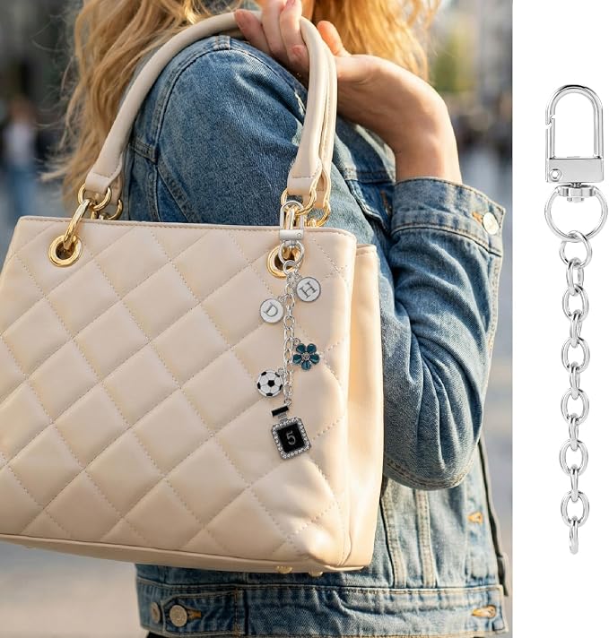 20pcs Silver Keychain Making Kit, Key Ring Swivel Snap Hook Chains, Alloy - Image 4