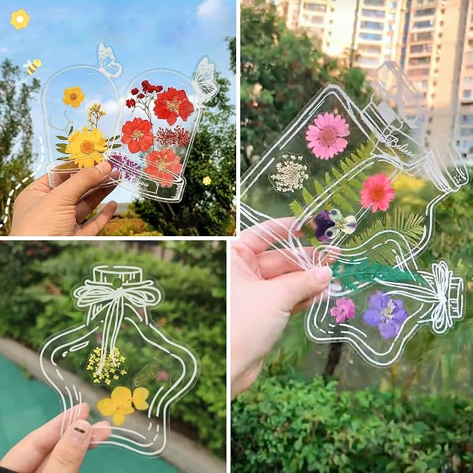 Kaluofan Dried Flower Bookmarks Kit, Handmade Transparent Beautiful Flower Page - Image 5