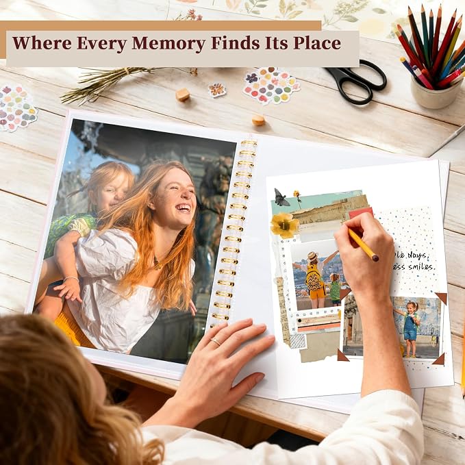 8.5x11 Inch Scrapbook Photo Album, Linen Cover DIY Scrapbooks - Image 2