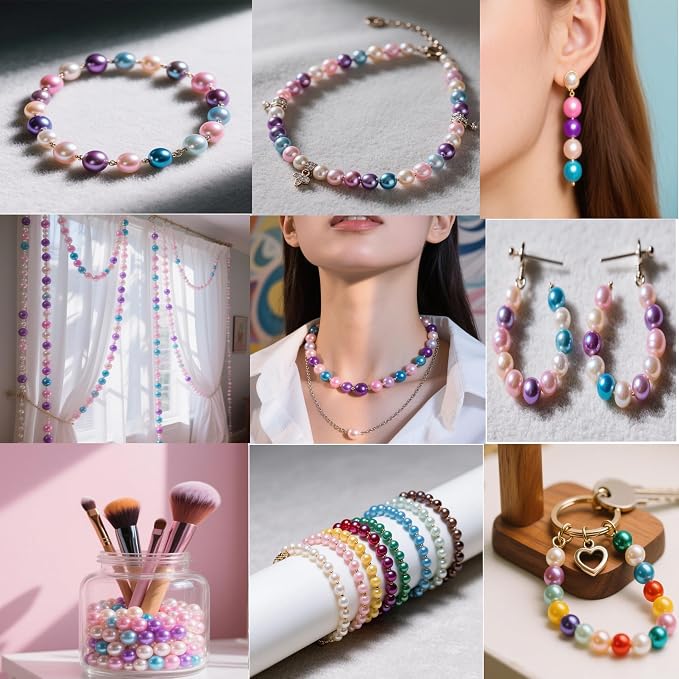 ToBeIT 2270pcs Satin Luste Beads Plastic Pearl Bead Pearls Colored Beads - Image 6
