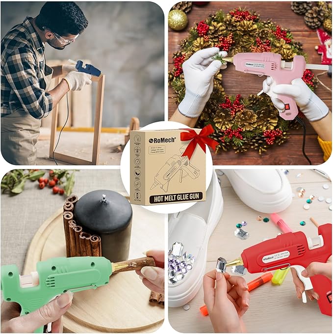 ROMECH Full Size Hot Glue Gun with 60/100W Dual Power and 21 Hot Glue Sticks (7/16"), Fast Preheating Heavy Duty Industrial Gluegun with Storage Case for Crafting, DIY and Repairs (Blue)