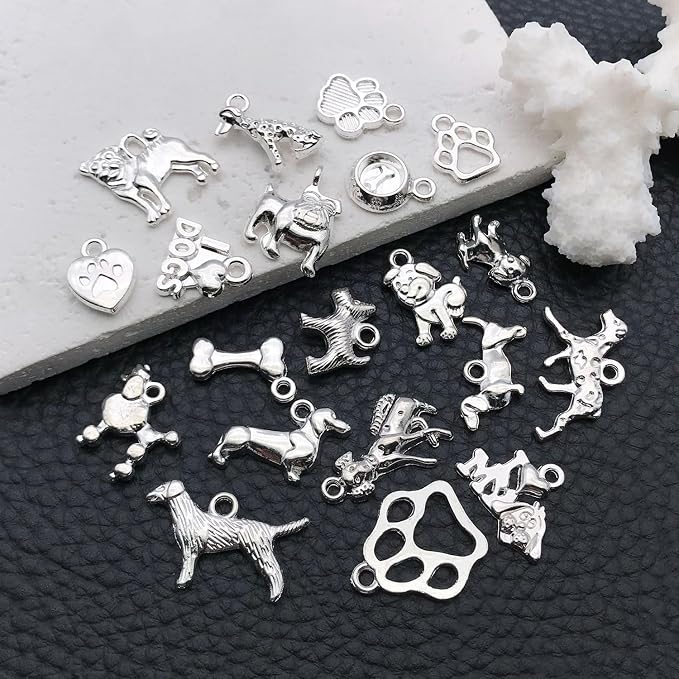 WOCRAFT 60pcs Bright Silver Dogs Bracelet Charms - Image 3