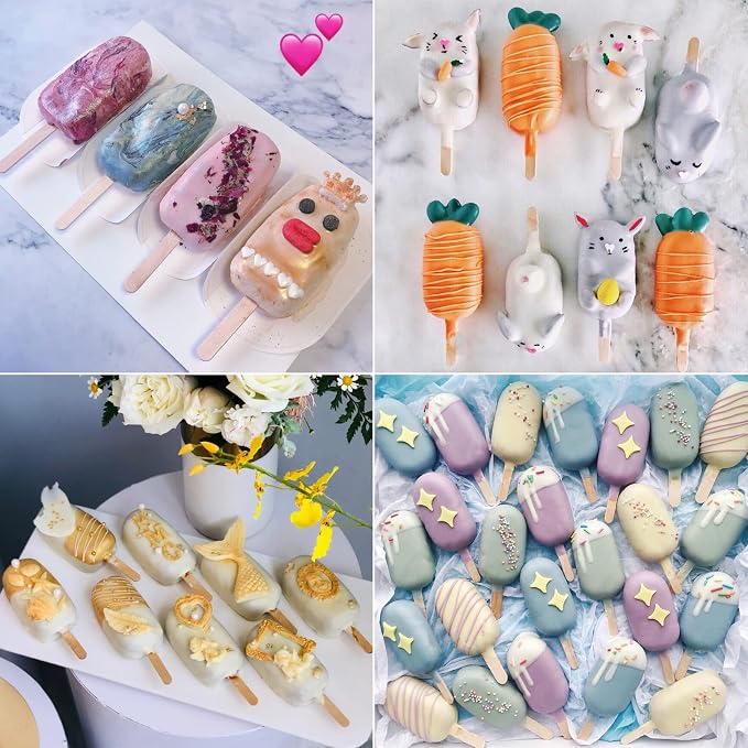 Ozera 2 Pack Popsicles Molds, Silicone Oval Cakesicles Cake Pop Molds Set | 4 - Image 2