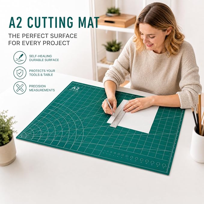 23" x 17" Self Healing PVC Cutting Mat, A2-Black or Green | A2, Double Sided - Image 5