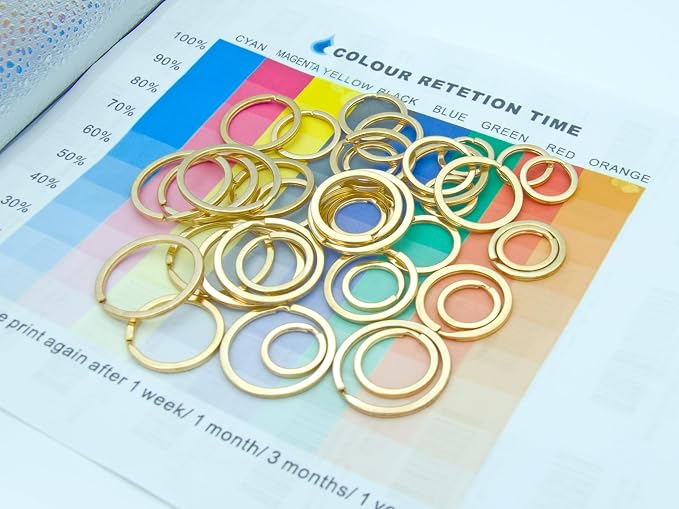 40 Pack Key Ring Keychain Mix 4 Sizes Golden Metal Flat Split Key Chains Rings - Image 4