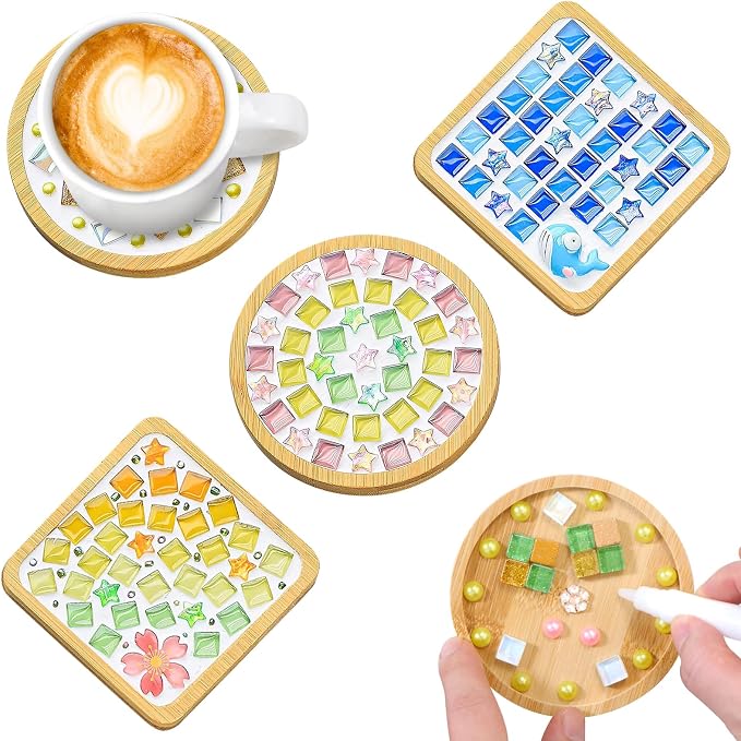 UXORSN 4 Sets DIY Mosaic Tiles for Crafts Mixed Color Mosaic Pieces by UXORSN