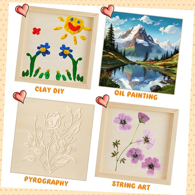 Barydat 24 Pcs Wood Panels for Painting 12'' x 12'' Unfinished Wood Canvas - Image 6