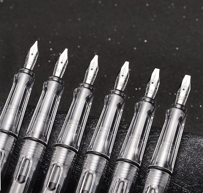 Lanxivi Yongsheng Calligraphy Fountain Pen Set Transparent Clear, 6 Assorted by LanxiviDirect